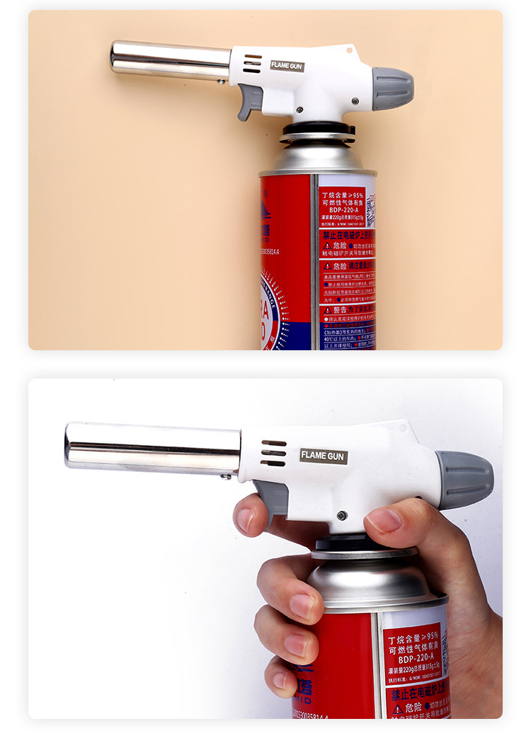 白色喷火器户外火器用品喷枪头家用厨房烧烤烘焙点火器便携方便详情10
