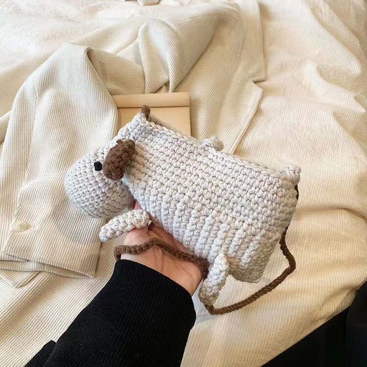 手工编织包包diy针织毛线包可爱卡通小羊编织包单肩斜挎包女成品详情35