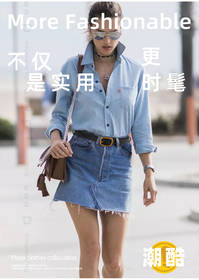 女士古风牛皮腰带女休闲复古真皮带女百搭高级女跨境专供牛仔裤带详情12