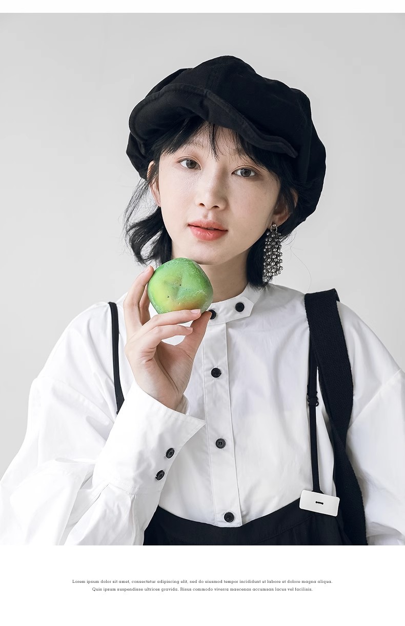 2024新款设计师自留款大版显脸小日系文艺帽子女复古画家贝雷帽详情30