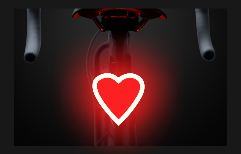 Mountain bike, road bike, creative taillights, USB charging, outdoor night riding, multi-mode heart-shaped lights, flashing taillights pic 16