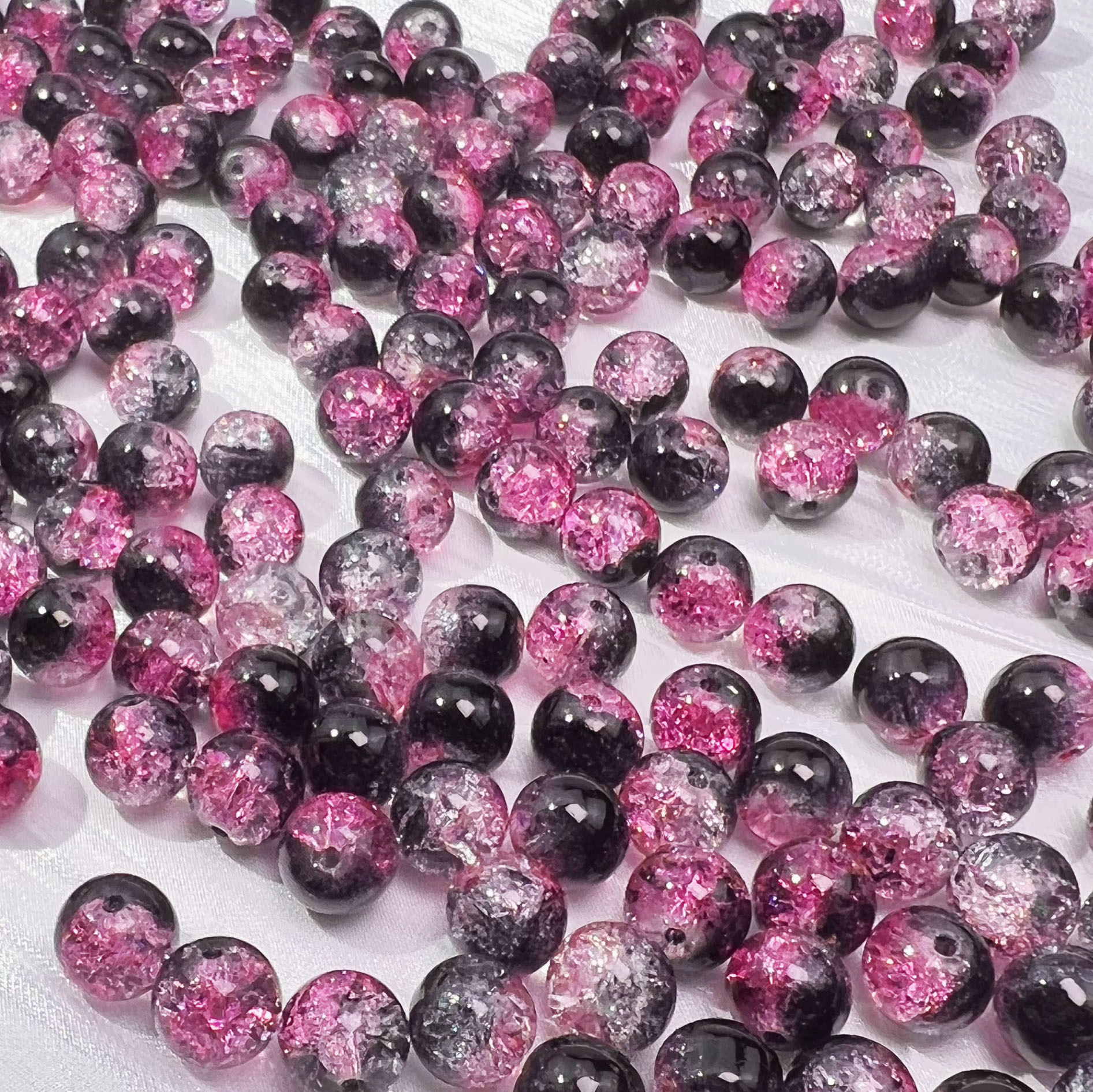 10mm flower-patterned glass bead bracelet, diy accessories, string-beads, loose beads, bracelet, necklace material beads, 2025 new pic 11