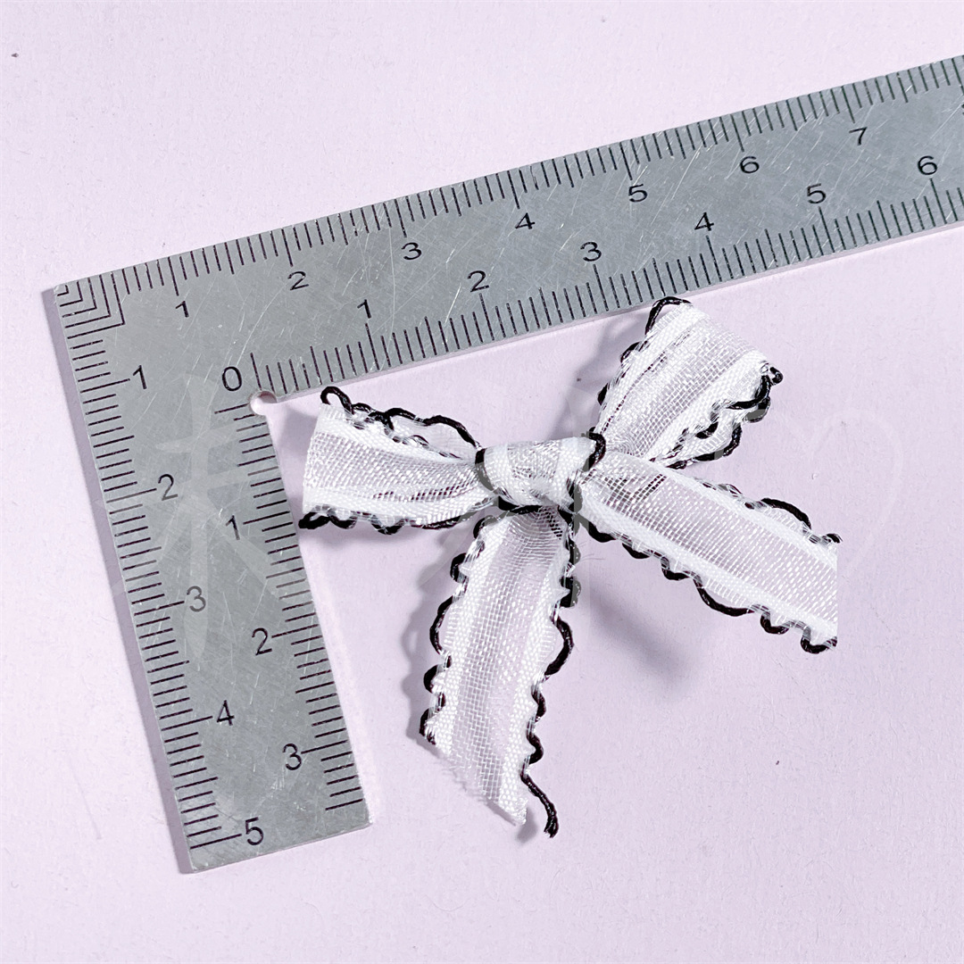 Double-stripe hooked wavy edge hand-tied bow fabric accessories, clothing, shoes, hats, socks and accessories DIY handmade materials pic 4