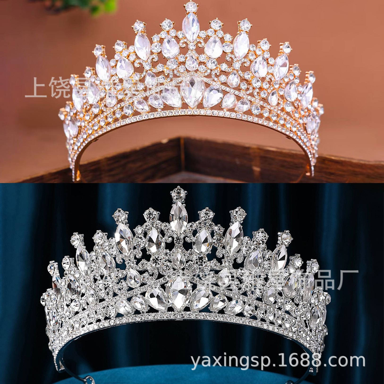 New cross-border large crown headwear for European and American brides, princess and queen wedding dress crowns, alloy large headwear pic 7