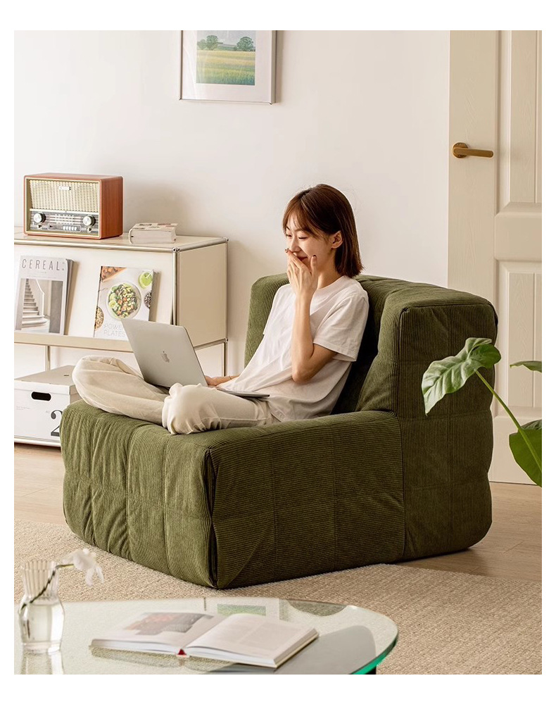 Simple velvet sofa and chair for export, fabric single sofa Sofachair, bedroom balcony tatami compression sofa pic 15