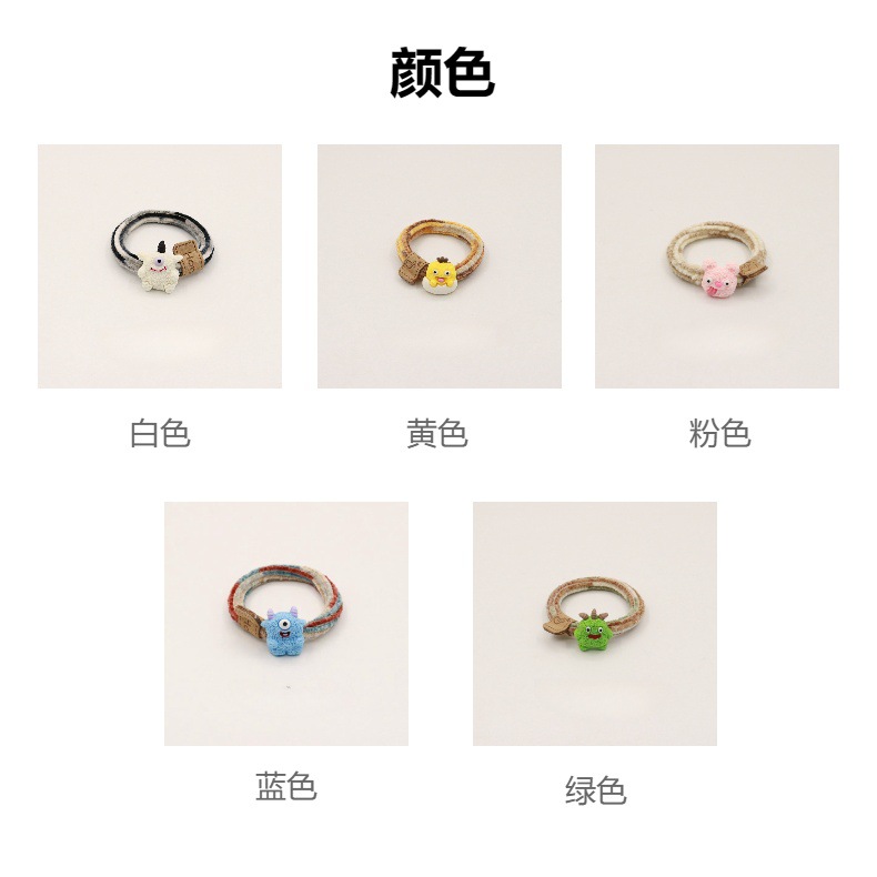 Cute cartoon monster hair tie for girls, double ponytails without hair bands, funny little leather covers, rubber bands and hair ties pic 4