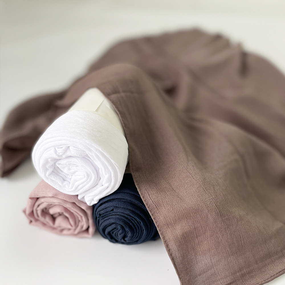 【严选】自然皱免烫仿棉感头巾中东女士防晒透气微弹柔软包头长巾详情6