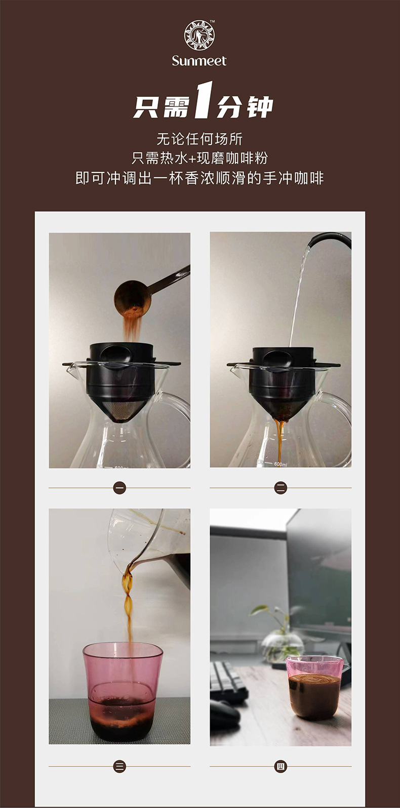 Stainless steel coffee filter, filter-free paper filter cup, double-layer portable folding ear-hanging mini hand-brewed coffee filter pic 5