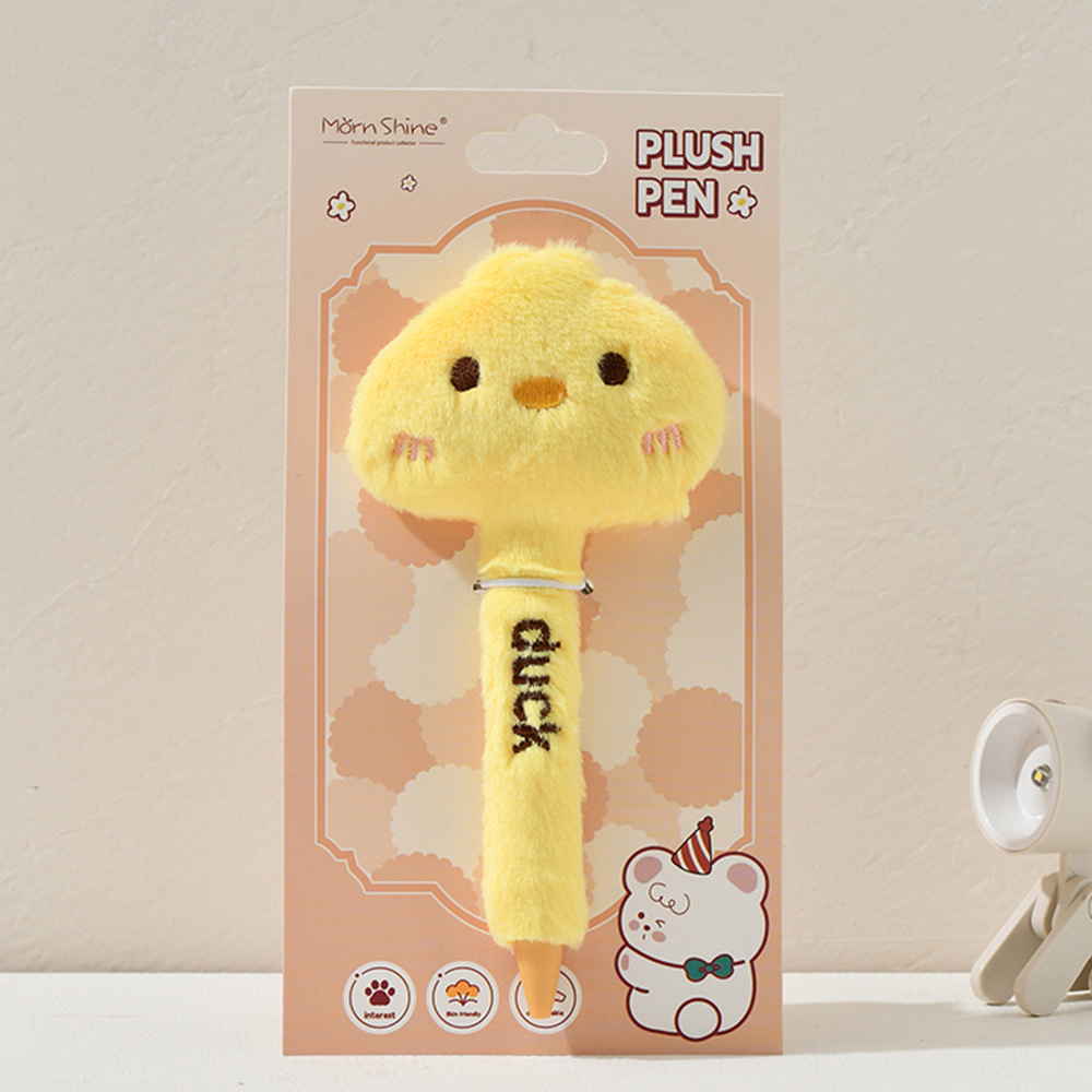 晨兮毛绒笔熊猫笔可爱笔按动中性笔黑色可爱创意黑笔学生用品文具详情3