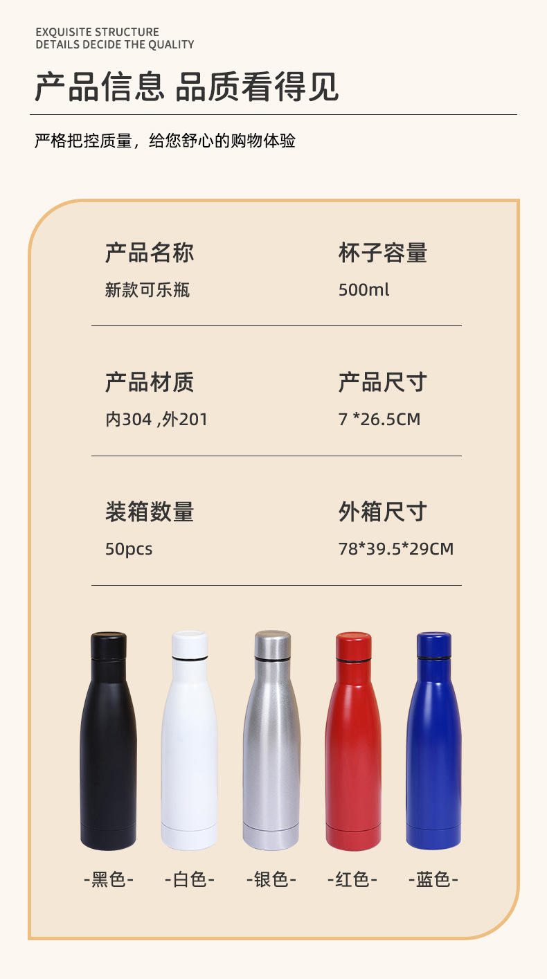 Cross-lens foreign trade cork bottom business 304 insulated cup, stainless steel vacuum double-layer portable coffee cup, car cup pic 9