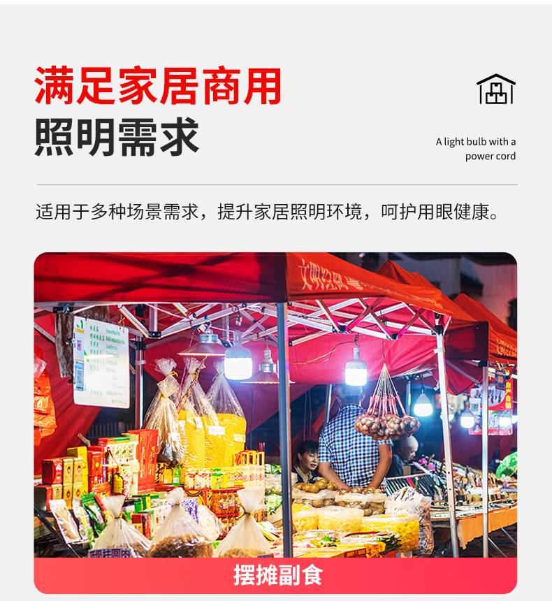 热销灯泡led超亮带开关线 悬挂e27螺口插座灯 家用卧室厨房节能灯详情10