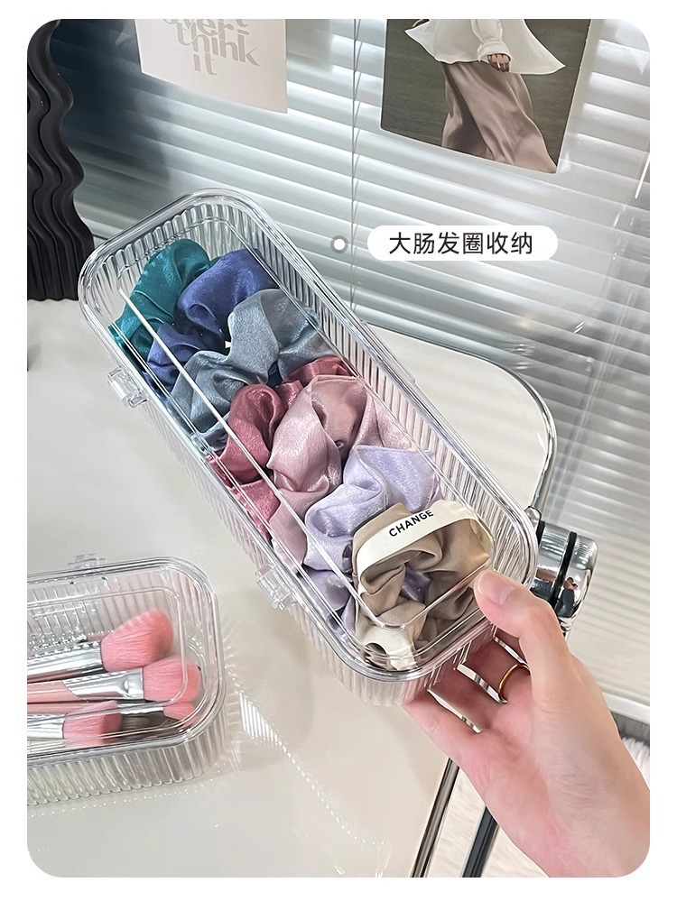 Powder puff storage box, dressing table desktop, cosmetics, brush, lipstick, dust-proof box, cushion, beauty egg storage pic 11