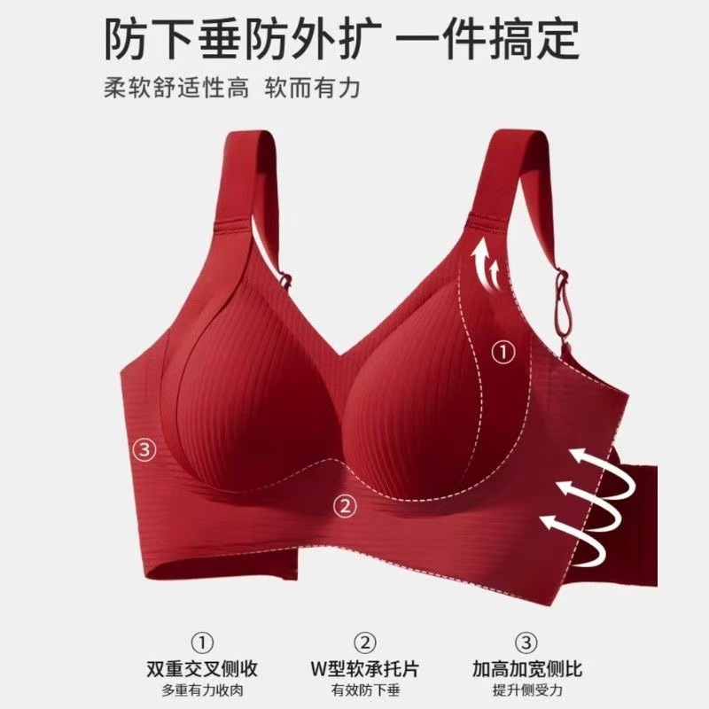 跨境调整型内衣女大胸显小文胸防下垂大码无痕收副乳女士胸罩聚拢详情2
