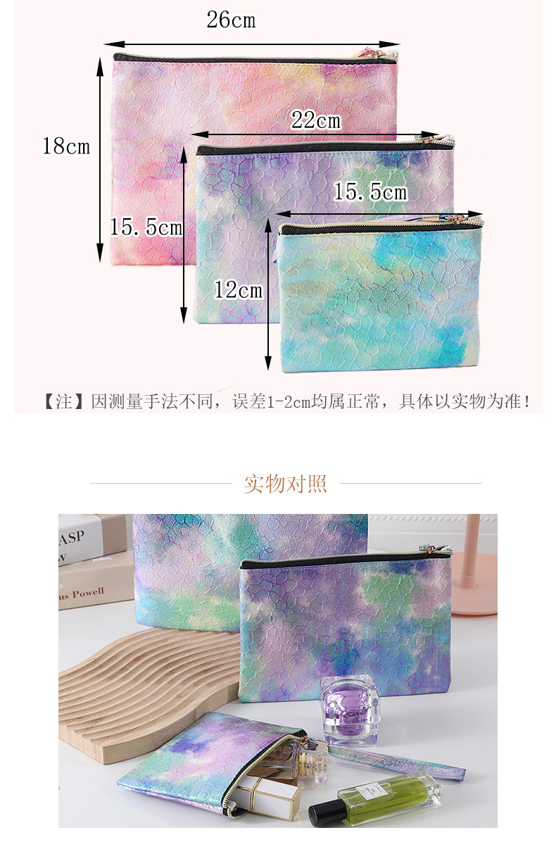 超轻炫彩镭射化妆包高颜值女士便携零钱收纳包带腕带大容量手机包详情3