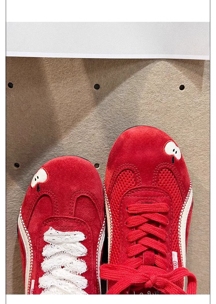 新款厚底增高红色苹果系带德训鞋复古时尚百搭阿甘运动休闲鞋女详情4
