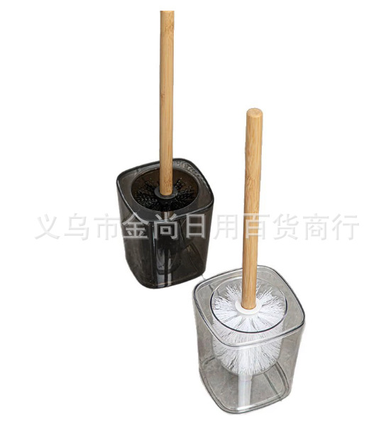 New creative toilet transparent crystal toilet brush set with base, plastic toilet brush set, toilet cleaning brush made of bamboo pic 3