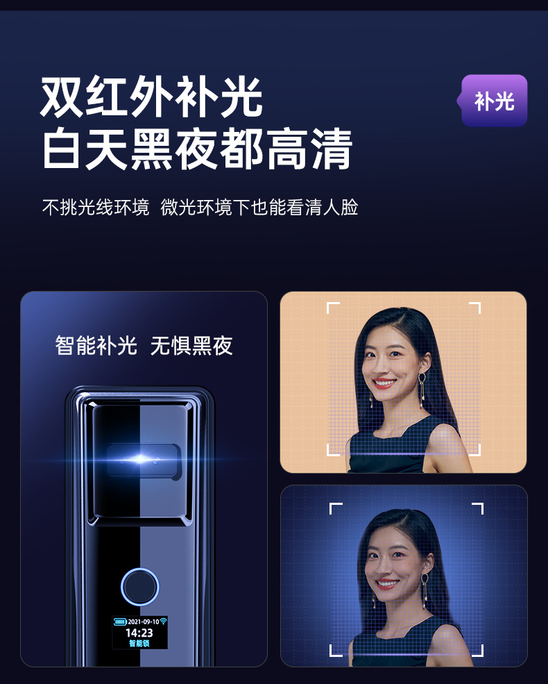 Fully automatic fingerprint lock, household anti-theft door, facial recognition smart door lock, visual cat eye, electronic password, facial recognition lock pic 11