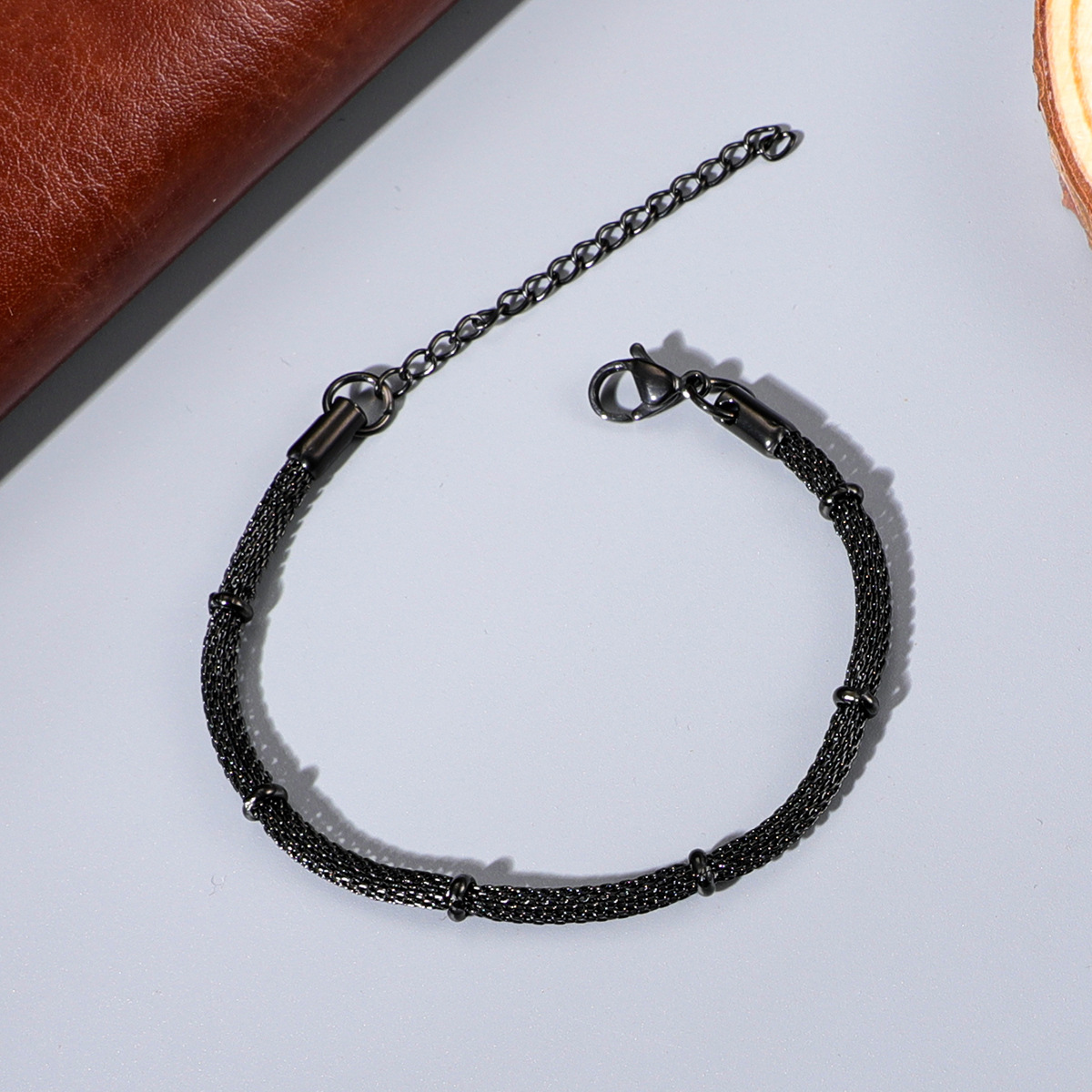 新款网状竹节不锈钢手链复古百搭女士简约钛钢饰品手饰手链厂家直供详情4