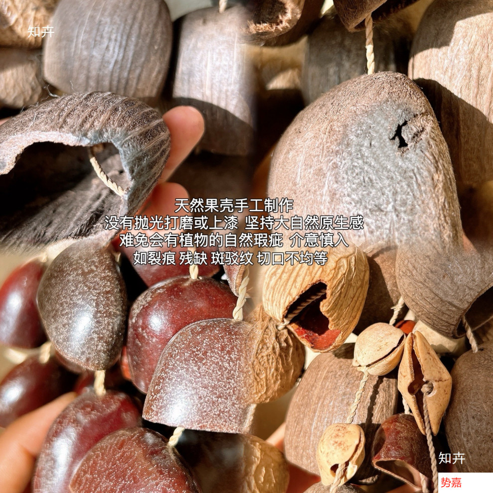 Fruit shell bell pendant, special string, fruit shell hand-cranked instrument yoga accompaniment stress-relieving sound therapy bag, wind chime pendant pic 2