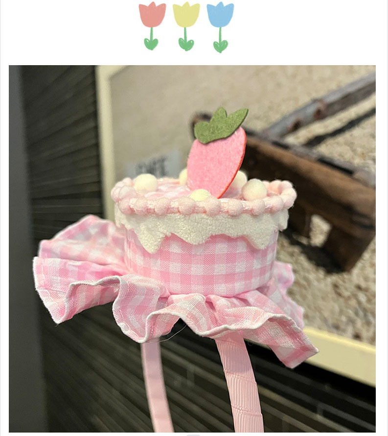 韩版创意草莓蛋糕发箍可爱甜美网红发夹小清新格纹冰激凌发圈头饰详情14