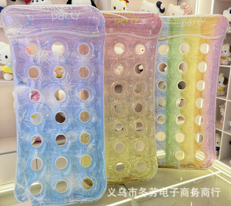 充气浮床大人泳圈水上漂浮加厚网床女生戏水休闲浮椅游泳圈夹网收纳盒多功能防尘储物详情1