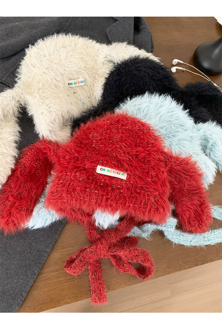 Marca [sendona] invierno 2025 arriba nuevo lindo orejas largas conejo sombrero de pelusa para niños invierno mostrar la cara pequeño engrosado sombrero de protección de los oídos para ciclismo caliente y frío thunderfeng sombrero tanabata entrega novia pic 13