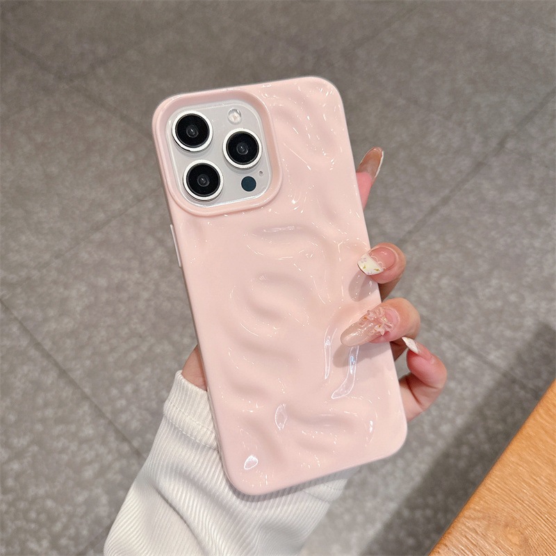 简约陨石纹适用iPhone16苹果15promax手机壳立体波浪14纯色13软壳详情5