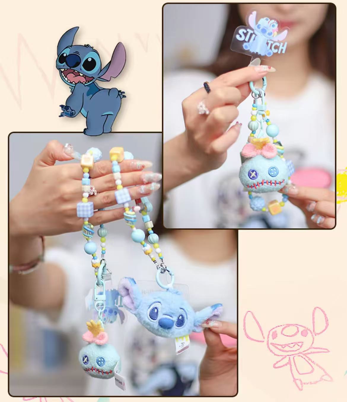 迪士尼正版授权史迪奇小金草莓熊朱迪尼克毛绒玩偶手链挂件钥匙扣详情4