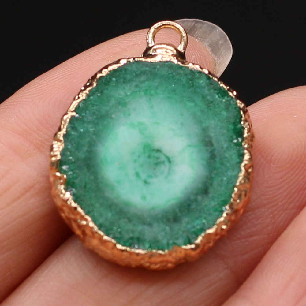 跨境天然不规则圆形玛瑙吊坠DIY饰品配件手工耳环项链制作批发详情43