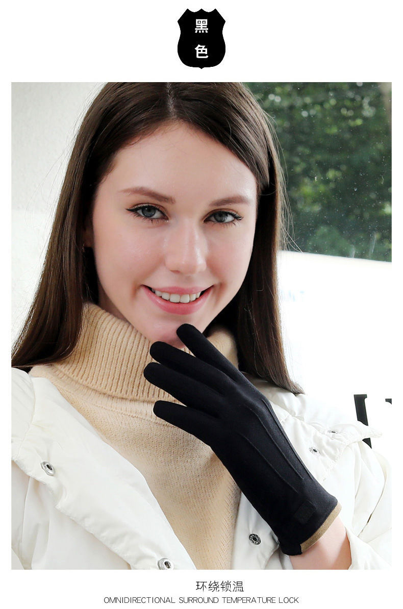 De Rong gloves for women, three-rib warm gloves, winter fleece, outdoor touch screen, driving, cycling, three-rib pic 13