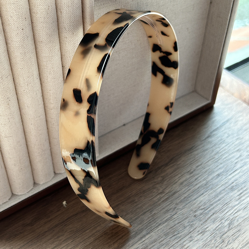Korean acetate leopard print color hairband with teeth, anti-slip wide edge headband and hair clip, a versatile new for French style women going out pic 14