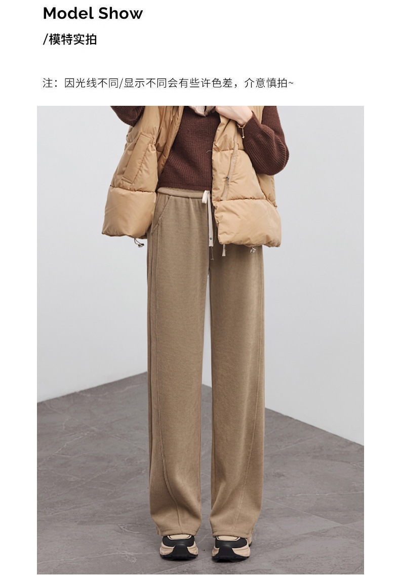 欧棉绒窄版阔腿裤女秋冬2025新款休闲高腰显宽松瘦垂感款式直筒裤详情23