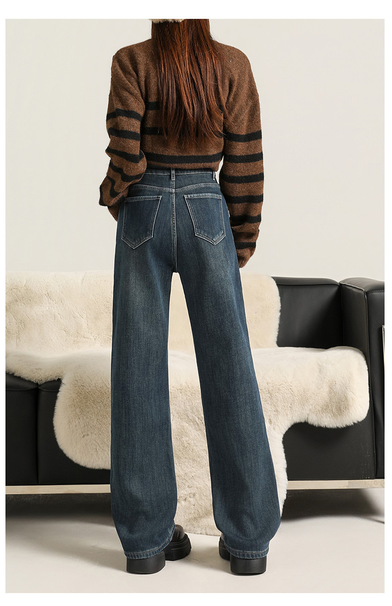 Fleece, warm, super soft, elastic, narrow, wide, straight, smooth, classic, versatile, loose, comfortable, thick denim autumn wear pic 22