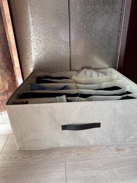 Double-row pants storage box, home clothes organizing box, wardrobe compartments for clothes storage, drawer layering magic tool pic 14