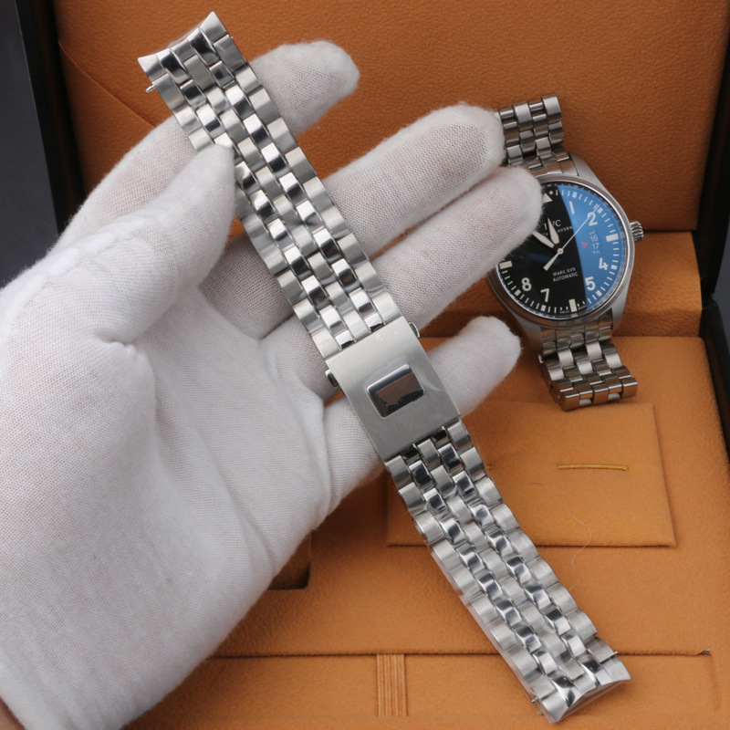 适用万-国飞行员梯形钢带手表带快拆表链实心不锈钢316折叠扣20详情7