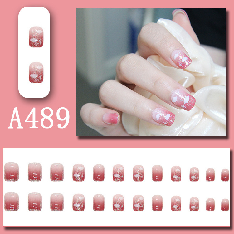Wearable nail art pieces, artificial nail products, detachable, simple lemon ice transparent, popular online style Douyin nail art hair replacement pic 28