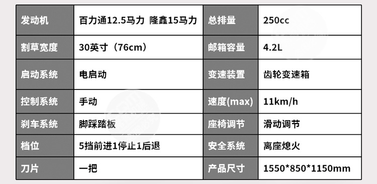 驾驶式草坪割草机小型带集草袋打草车草坪修剪车30寸座驾式草坪车详情6