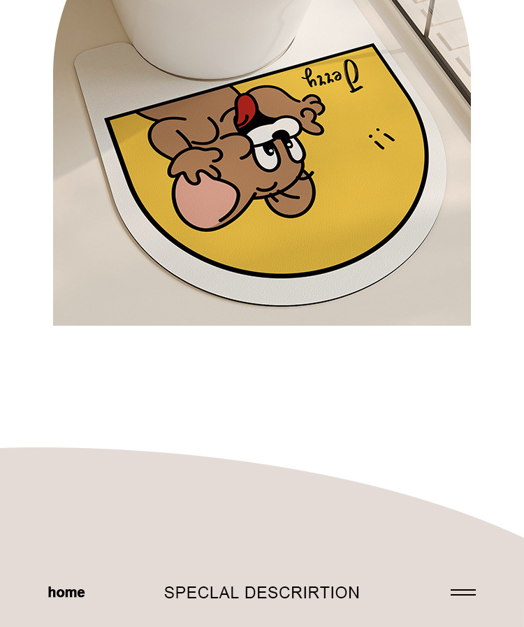 猫和老鼠浴室地垫卫生间淋浴三件套厕所门口吸水速干脚垫厂家直供跨境出口跨境亚马法兰绒万圣节法兰绒印花进门口垫浴室垫吸水防滑详情22