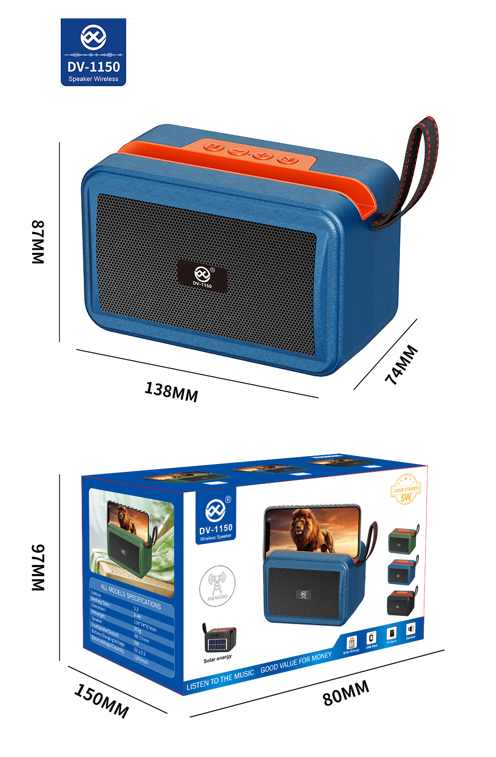 The Bluetooth solar music player can be inserted into a card for outdoor desktop, car impact, and outdoor karaoke pic 4