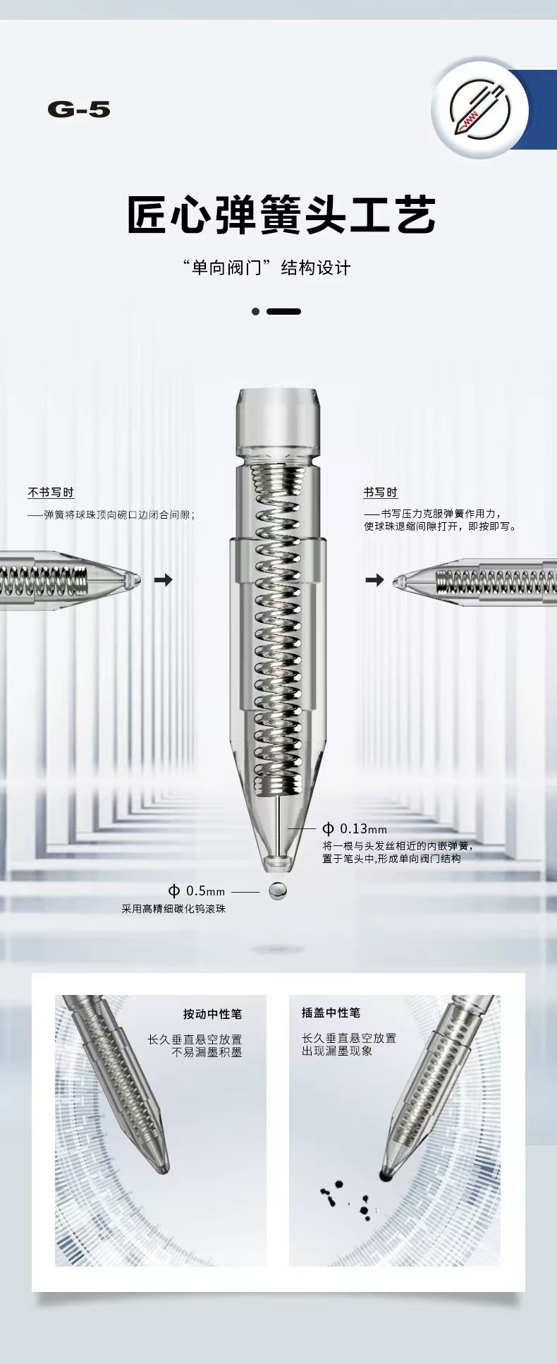 晨光按动笔芯0.5mm子弹头按动笔中性笔替芯速干笔芯大容量批发g5详情4