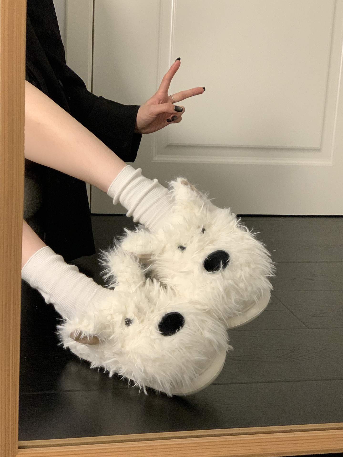 百搭潦草小狗毛毛拖鞋女外穿2025秋冬新款厚底增高保暖包头棉拖鞋详情13