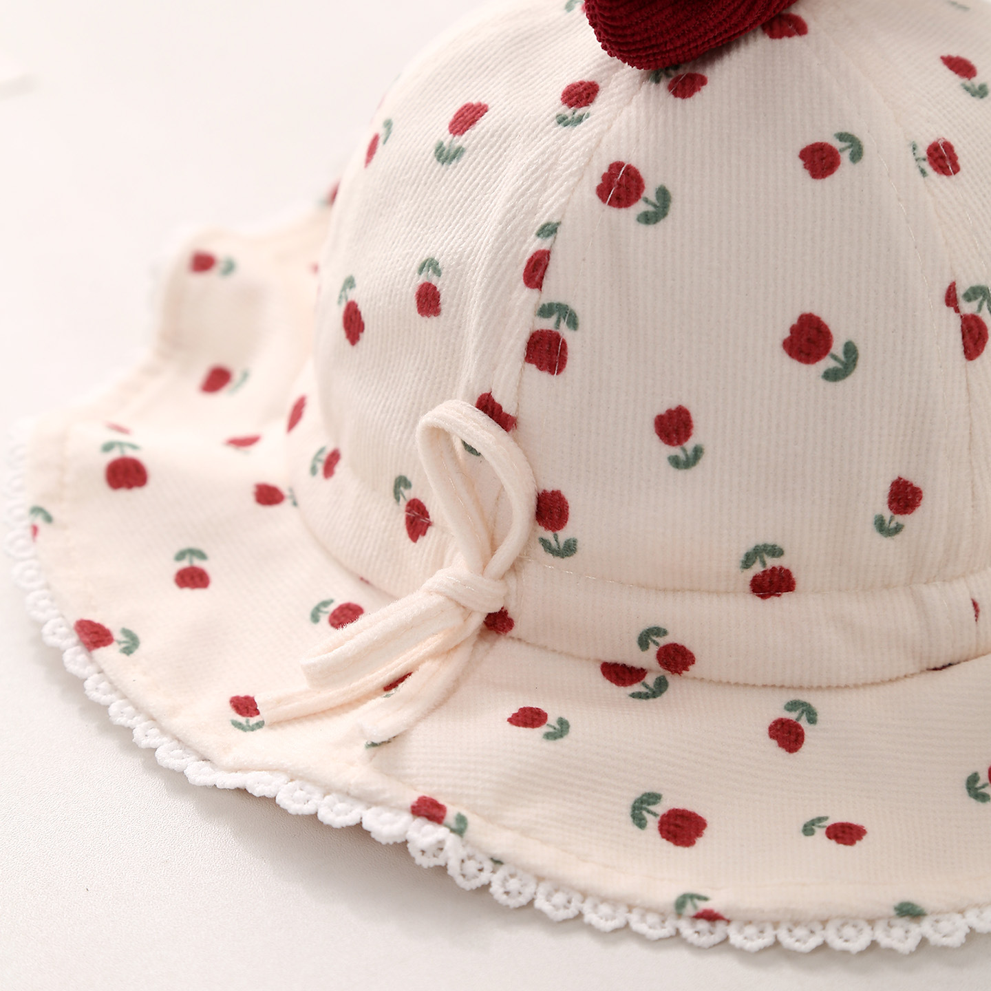 婴儿帽子春秋季花朵蝴蝶结女童渔夫帽冬天可调节防风遮阳宝宝盆帽详情4