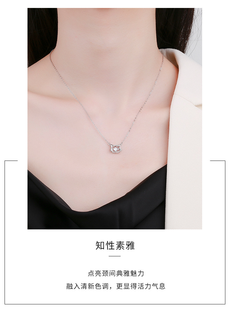 韩版纯银999小猫咪项链女小众可爱甜美少女心吊坠学生银饰品详情5