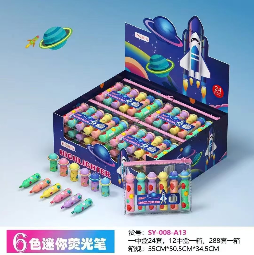 SY-008熊猫团子创意硅胶头荧光笔 6色学生专用笔熊猫宝宝文具 炫酷造型荧光笔套装详情2