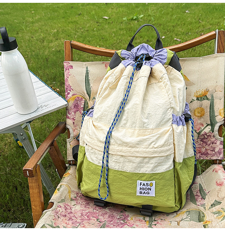 新款束口抽绳双肩包大容量休闲包户外运动登山包超轻量旅行背包详情38