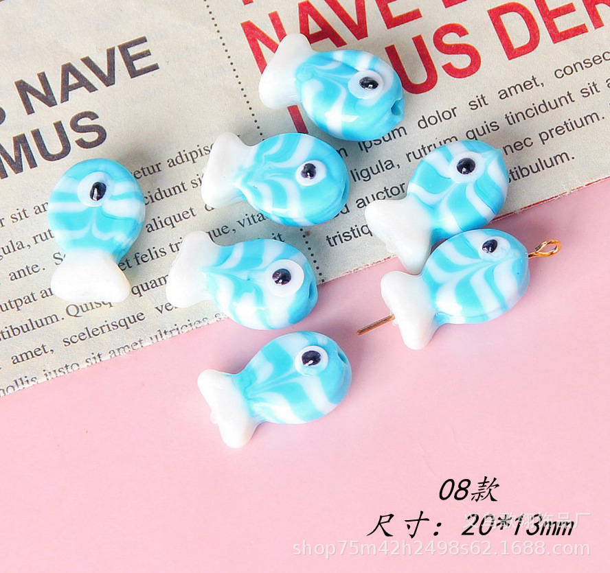 古法工艺琉璃可爱小鱼DIY 项链手链手机链饰配详情8