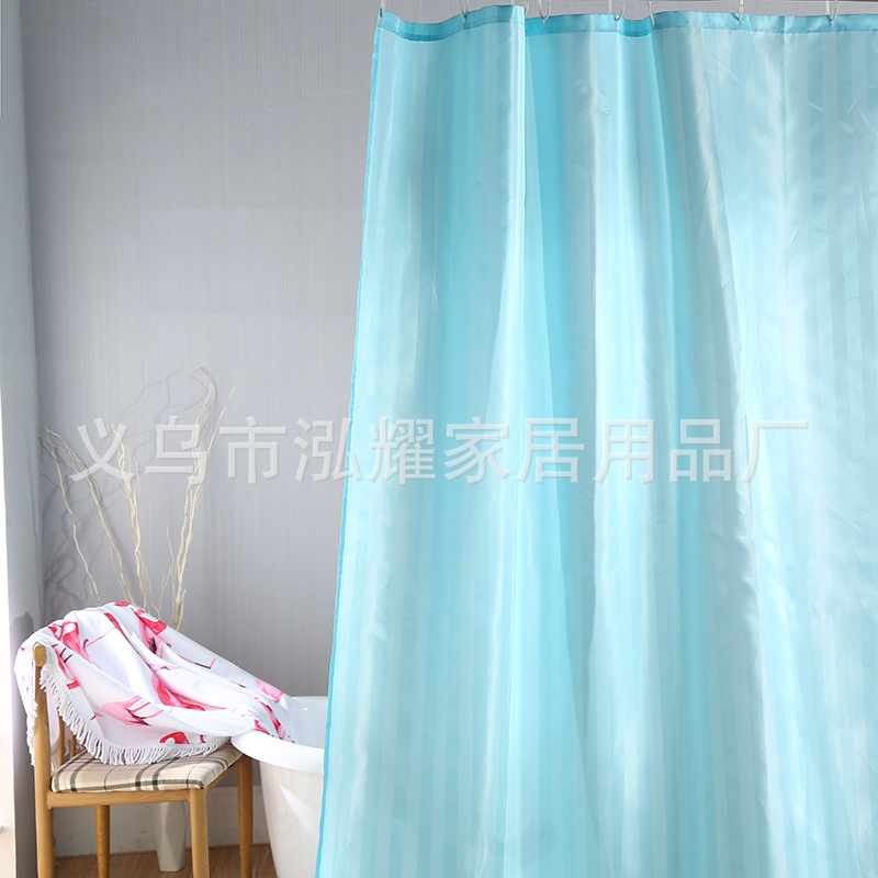 厂家批发涤纶阴阳条卫生间浴帘沐浴帘防水隔断门帘酒店专用浴帘详情2