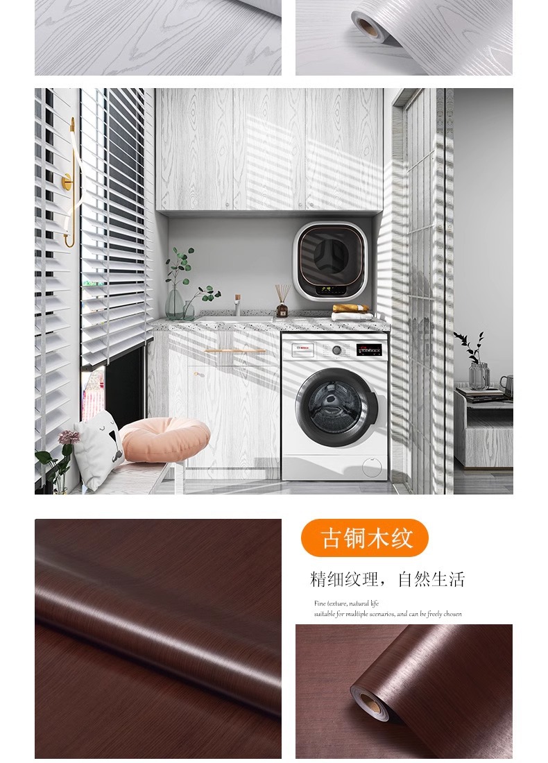 Roll-shaped wood grain sticker self-adhesive waterproof wood grain decorative sticker, 30cm wide and 10 meters long pic 22