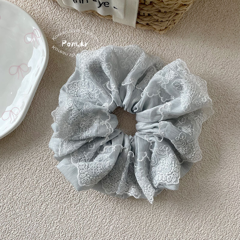 新款韩系蕾丝花边少女大肠发圈甜美高弹力丸子头发饰精致马尾发圈详情10