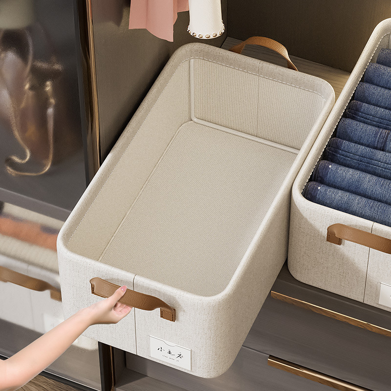 大号天山棉麻衣服收纳盒折叠PP中空板底板柜子牛仔裤无盖衣柜整理详情2